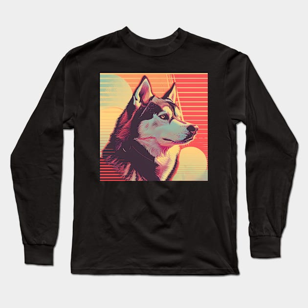 Alaskan Malamute in 80's Long Sleeve T-Shirt by NatashaCuteShop